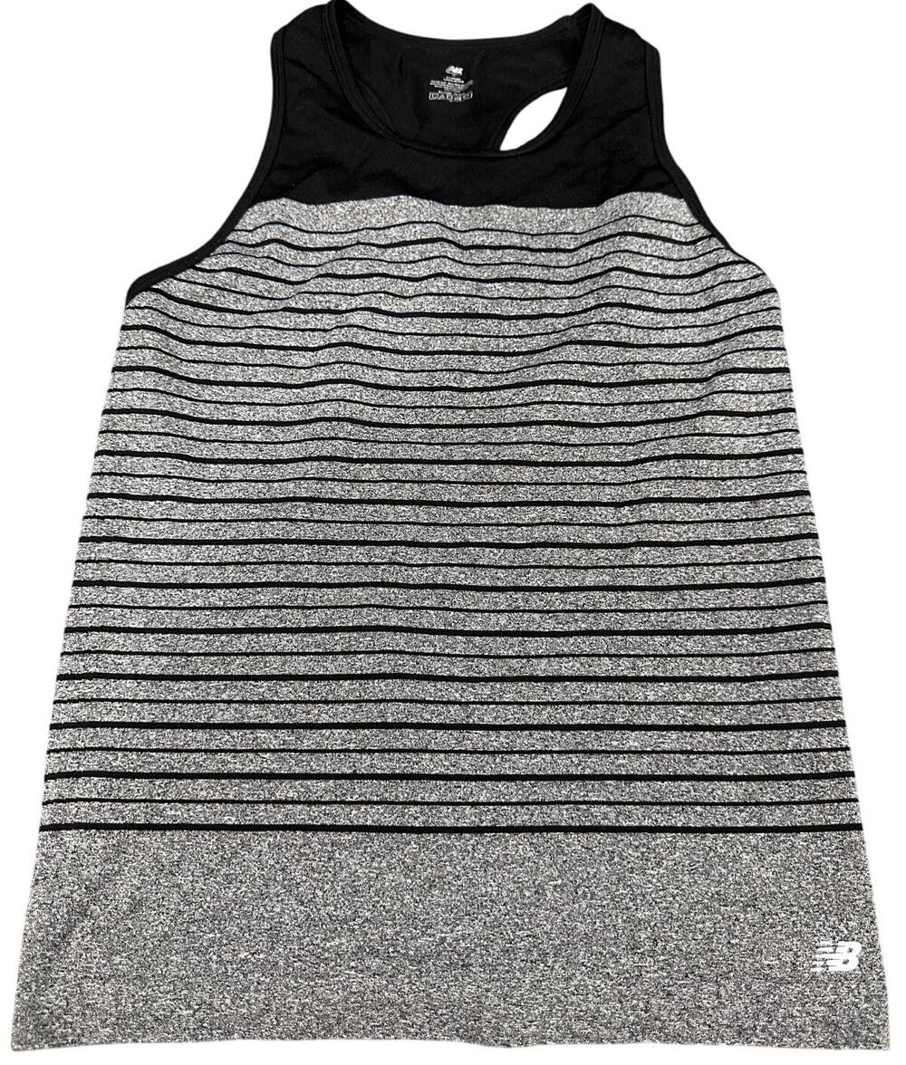 New Balance Tank Top Womens S Gray Black Stripe Athleisure Active Gym Workout